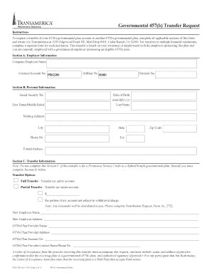 Fillable Online Governmental 457 B Transfer Request Fax Email Print