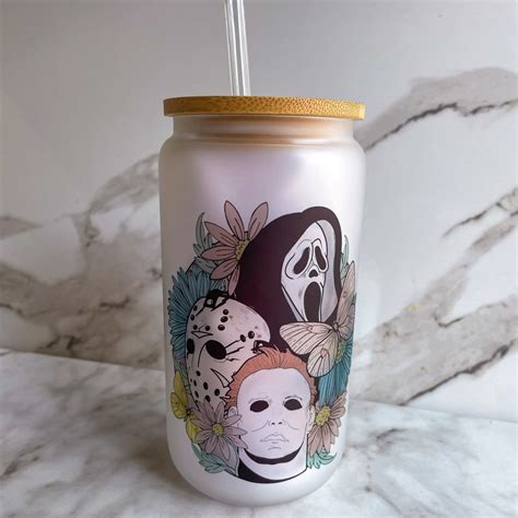 Halloween Cup Halloween Decor Glass Iced Coffee Glass Fall Etsy