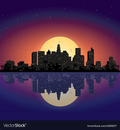 City Night Vector Hd Images City At Night Simple Vector Illustration