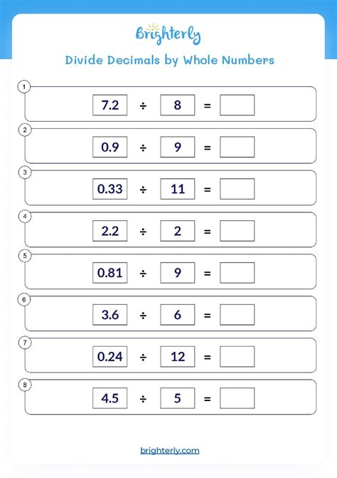 Dividing By Decimals Worksheet