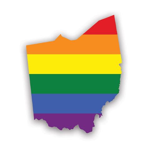 Ohio State Shaped Gay Pride Rainbow Flag Sticker Decal Self Adhesive