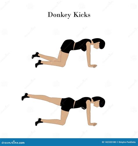 Donkey Kicks Exercise Workout Stock Vector - Illustration of aerobics ...