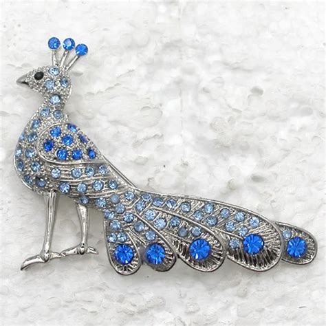 Blue Rhinestone Peacock Pin Brooches C999 B In Brooches From Jewelry