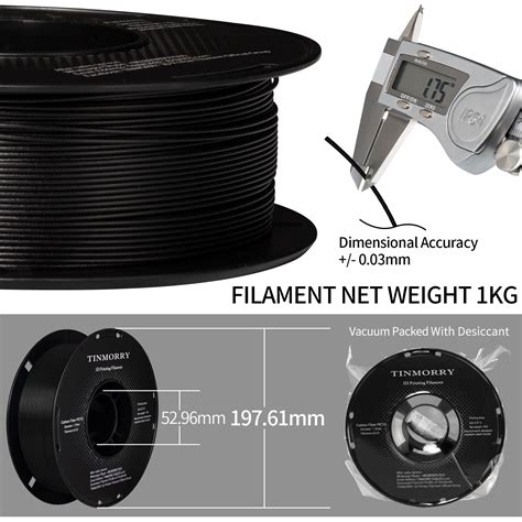 Carbon Fiber PETG Filament 1.75mm, TINMORRY PETG-CF 3D Printing Filame ...