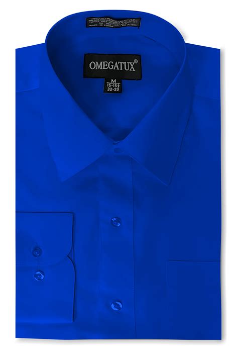 royal blue long sleeve cotton blend dress shirts  convertible cuff