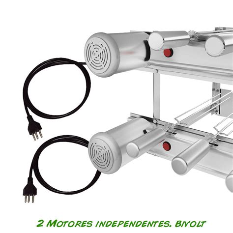 Churrasqueira Grill DUPLA Inox SEVEFORT 11 Espetos Giratórios BRINDE