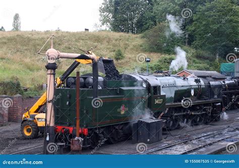 Loading Coal Into Tender Of Steam Locomotive Editorial Image Image Of