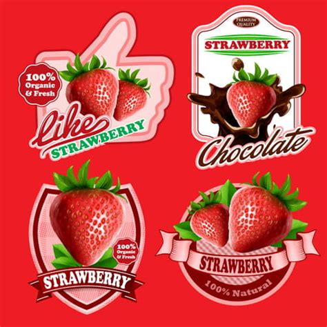 Fresh Fruits Labels Shiny Vector Ai Uidownload