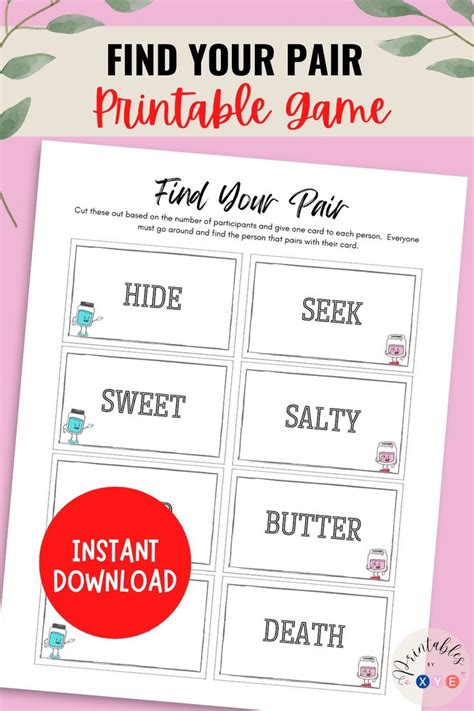 Find Your Pair Game Printable Office Ice Breaker Game Work - Etsy | Ice ...