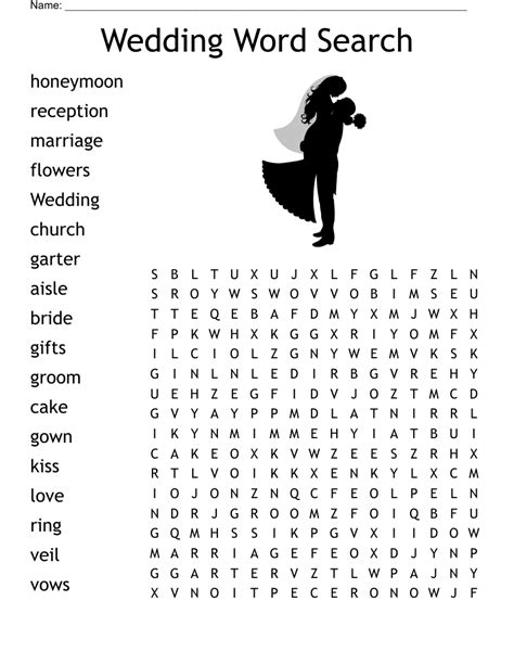 Wedding Word Search Printable