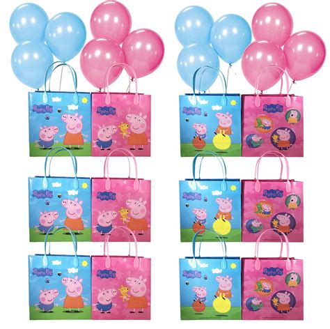 12pc Peppa Pig Medium Goody Party Favor Goodie T Bag Birthday Wfree