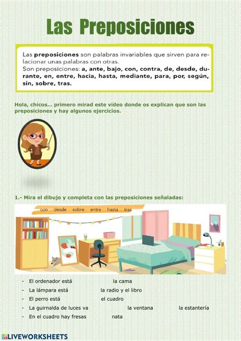 Las Preposiciones Interactive Worksheet For