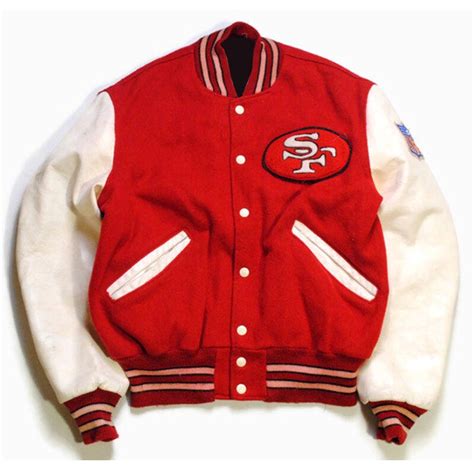 San Francisco 49er Red And White Varsity Jacket Jackets Masters