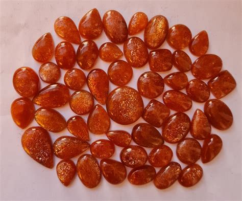 To Pcs Carats Mix Shape Lot Of Sunstone Cabochon Natural