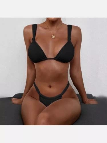Bikini Frau Zwei Teile Dreieck Mini Mode Meer Slip Sgambato Schwarz 31845 EBay De