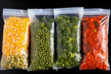 Contenedores Y Bolsas De Pl Stico Con Diferentes Verduras Congeladas