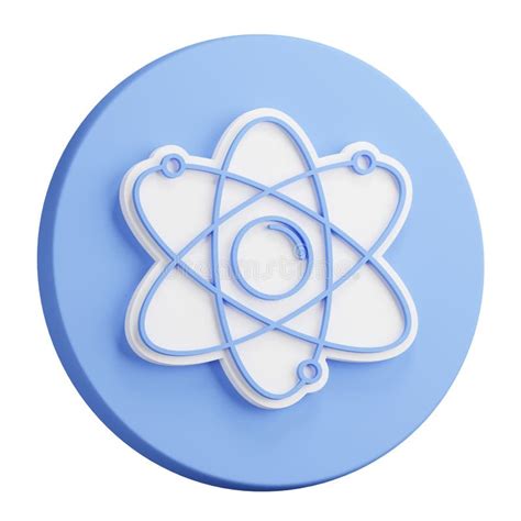 D Rendering Of Atom Icon Electrons Revolve Around Proton In Orbits