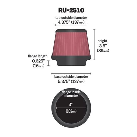 KN RU-2510 Air Filter - 4.00" Inlet | 3.50" Length - Havoc Speed