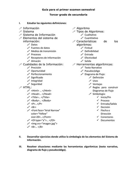 Ero Gu A Para El Primer Examen Semestral Pdf