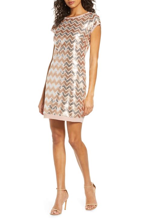 Vince Camuto Chevron Sequin Cocktail Dress Lyst