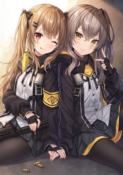 Two pretty weapon-girls UMP45 and UMP9: Girls Frontline fanart [Artist: Hitsukuya] - Girls ...