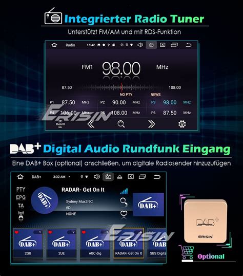 Erisin ES2790U Abnehmbares 1 Din Android 10 0 Autoradio GPS DAB WiFi