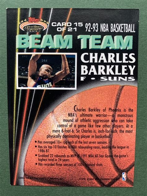 1992 93 Topps Stadium Club Beam Team Members Only 15 Charles Barkley