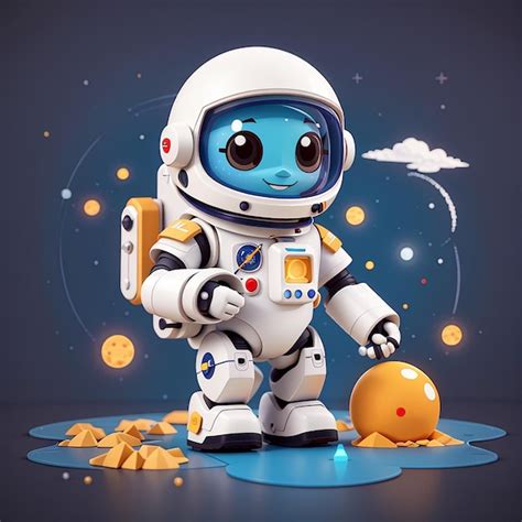 Premium Photo Cute Astronaut Floating With Robot Cartoon Vector Icon