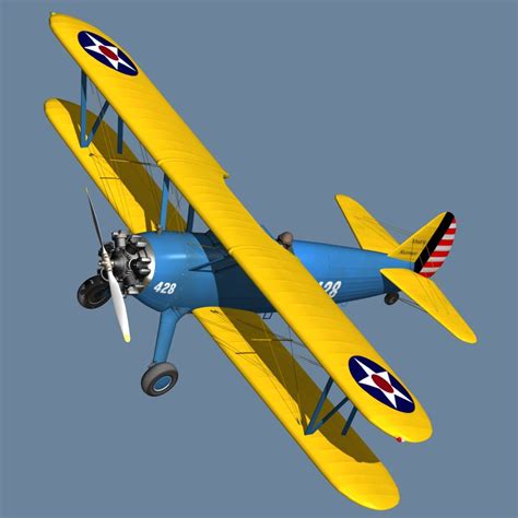 Boeing Stearman Model D Model Blend Fbx Max Obj Free D