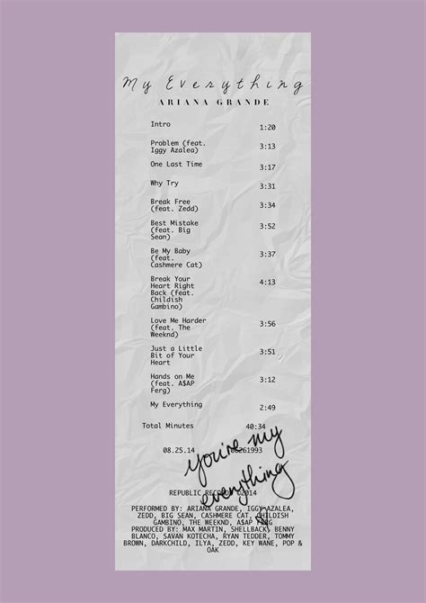 My Everything Album Receipt