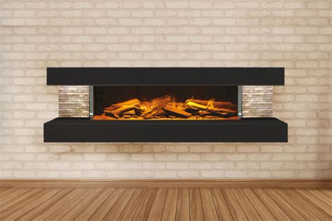 European Home 60" Black Wall Mount 3-sided Electric Fireplace