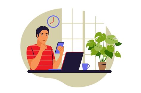 Conceito de teletrabalho freelancer trabalhando em casa ilustração