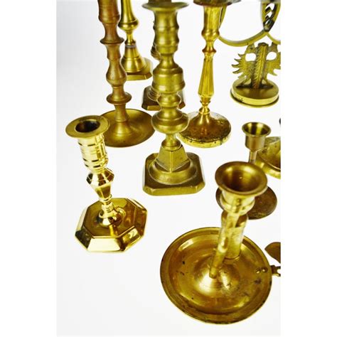 Antique Brass Candlestick Holders Group Of 18 Chairish