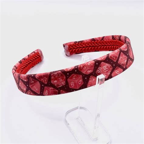 Fabric Headband Red Dice Geeky Dnd 2cm Wide Alice Band For Women