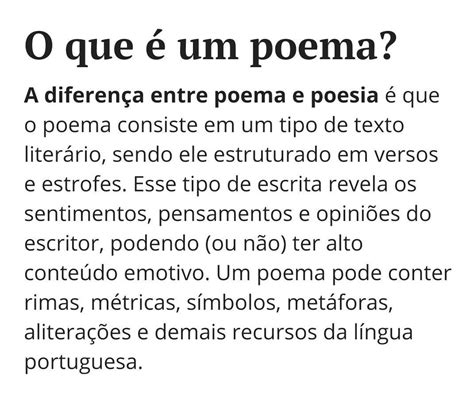 URGENTEEE POR FAVORRR SENTIDOS DE POESIA E POEMA Brainly Br