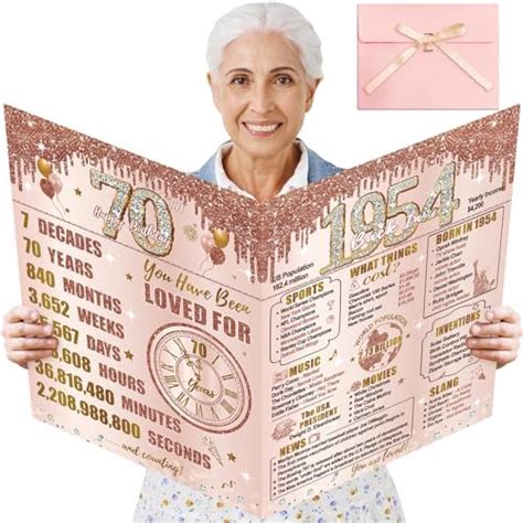 Turypaty Large 70th Birthday Card With Envelope For Women