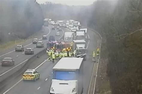 Lorry Crash On M Closes Road And Hospitalises One Motorist Essex Live