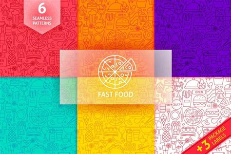 Fast Food Line Tile Patterns Masterbundles