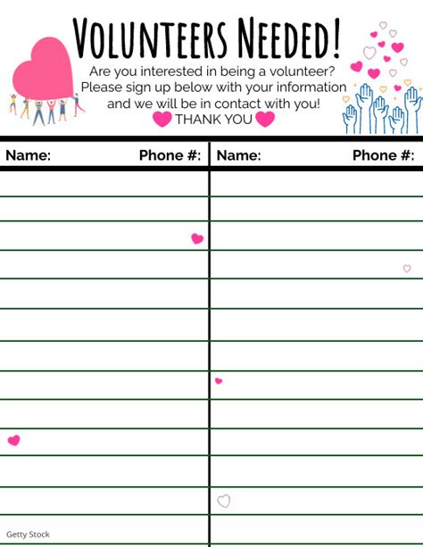 Volunteers Needed Volunteer Sign Up Sheet Fly Template Postermywall