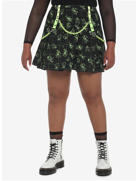 Invader Zim Chain Grid Pleated Skirt Plus Size Hot Topic