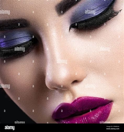 Beautiful Brunette Girl With Arabic Evening Make Up And Perfect Skin Beauty Face Close Up