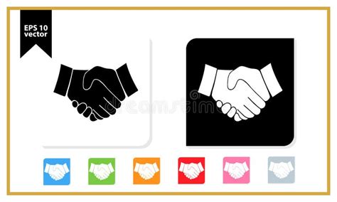 Handshake Vector Icon Black and White Flat Stock Vector - Illustration ...