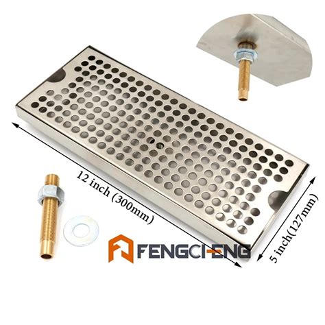 Surface Mount Drip Tray With Drain 12l X 5w X 34h 304 Stainless