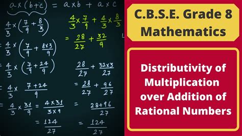 Distributivity Of Multiplication Over Addition Of Rational Numbers C B S E Grade 8