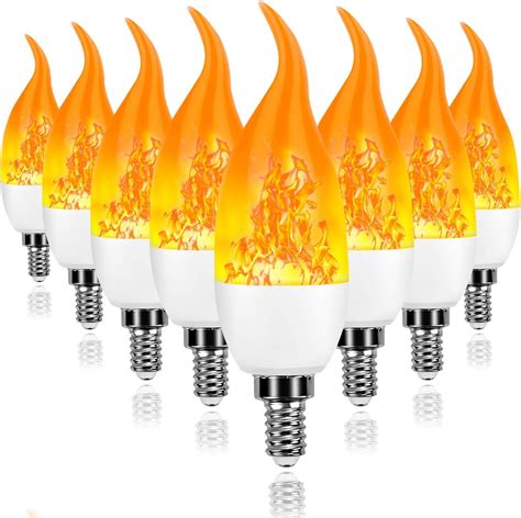 8 Pack E12 LED Flame Effect Light Bulbs With Upside Down Effect 4