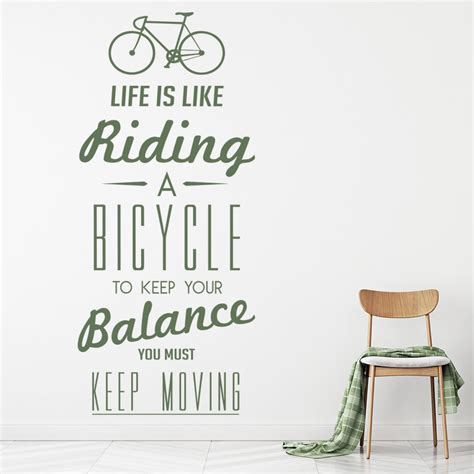 Life Is Like Riding A Bicycle Life And Inspirational Quote Wall