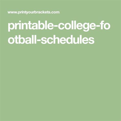 Printable College Football Schedules College Football Schedule College Football Teams