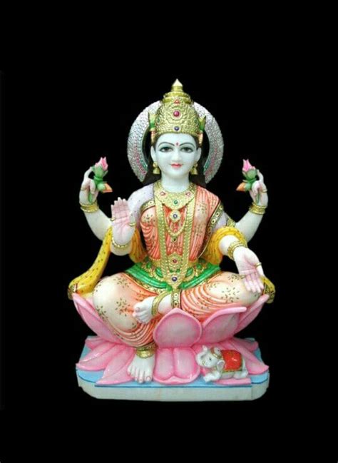 White Painted Marble Laxmi Mata Statue For Worship Size Feet At