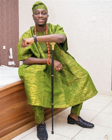 Two Toned Green And Gold Aso Oke Buba Ideas For Yoruba Grooms Agbada