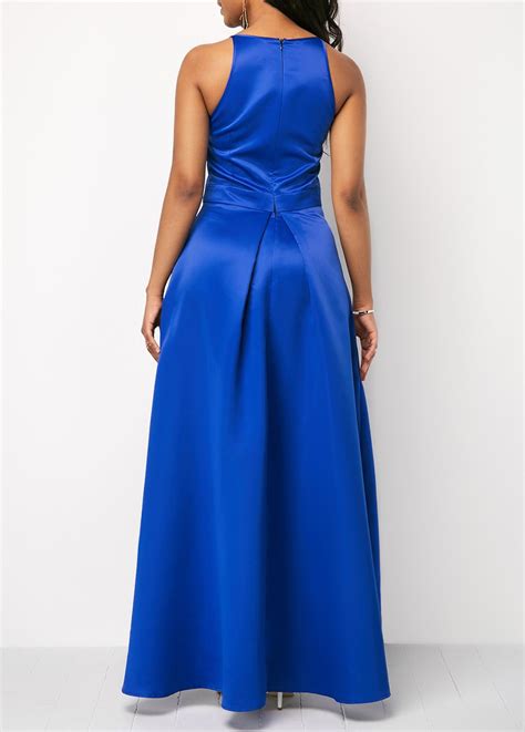 Royal Blue High Low Sleeveless Maxi Dress Rosewe USD 34 47